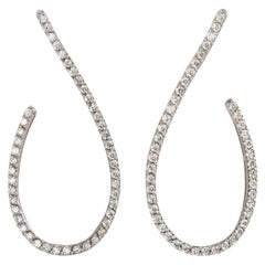 Créoles uniques en or blanc 18 carats avec diamants blancs de 2,30 carats, style moderne