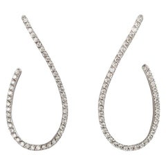 2.30 Karat F Color VVS1 White Diamonds 18k  White Gold Modern Hoops Earrings