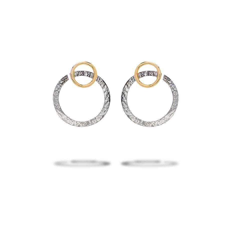 Modern Style 24 Karat Gold Plated Sterling Silver Hoops Earrings 
A beautiful pair of hoops earrings, handcrafted in 24 karats gold plated sterling silver. 
This pair of hoops earrings are inspired by invisible lines that illuminates the