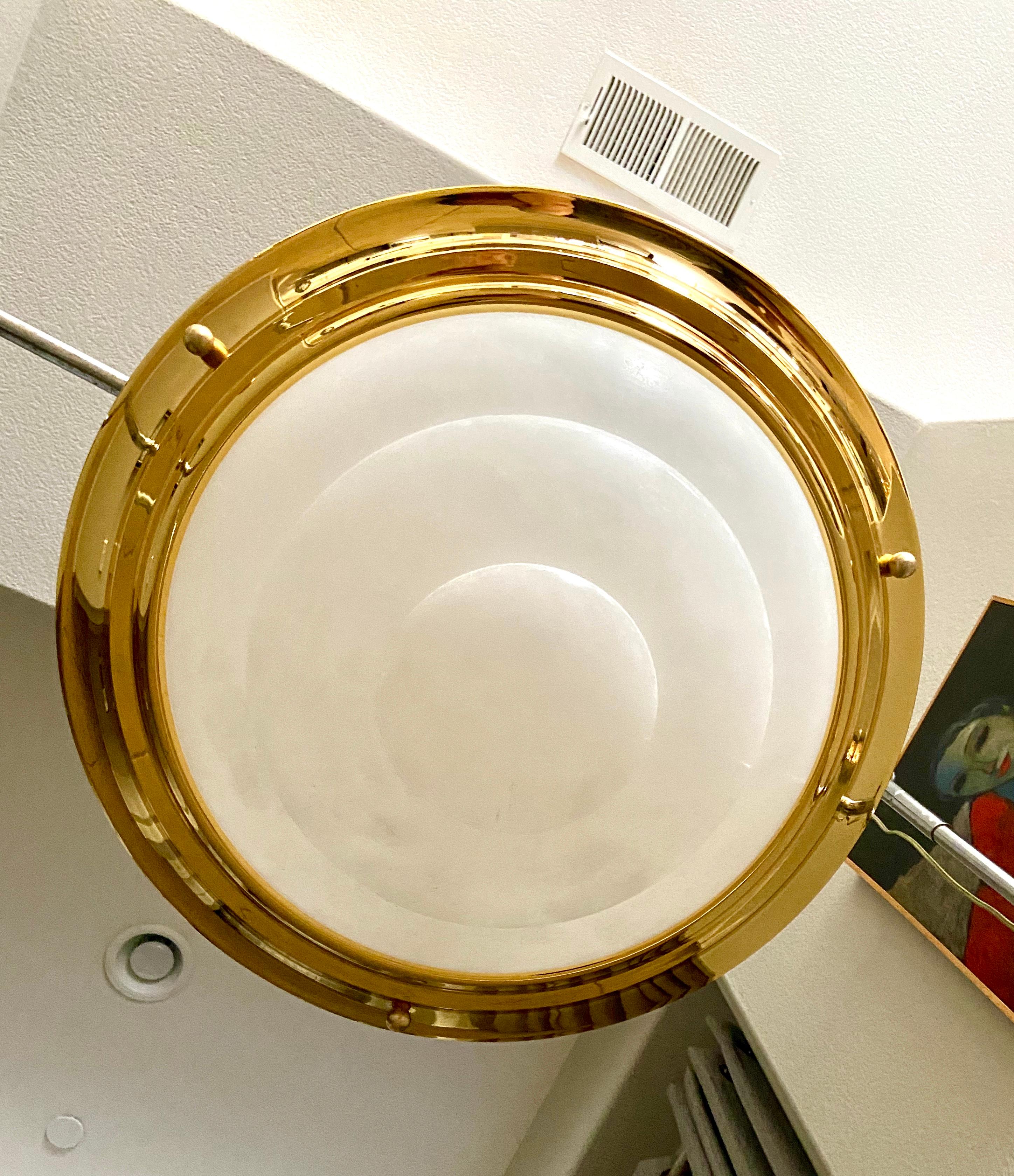 Modern Style Alabaster Chandelier Pendant Ceiling Light In Good Condition In Palm Springs, CA