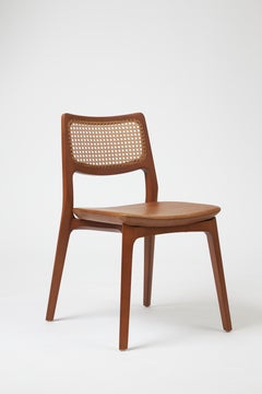 Modern Style Aurora Chair Sculpted in Walnut Finish No Arms, leather seating