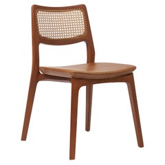 Retro Modern Style Aurora Chair Sculpted in Walnut Finish No Arms, leather seating