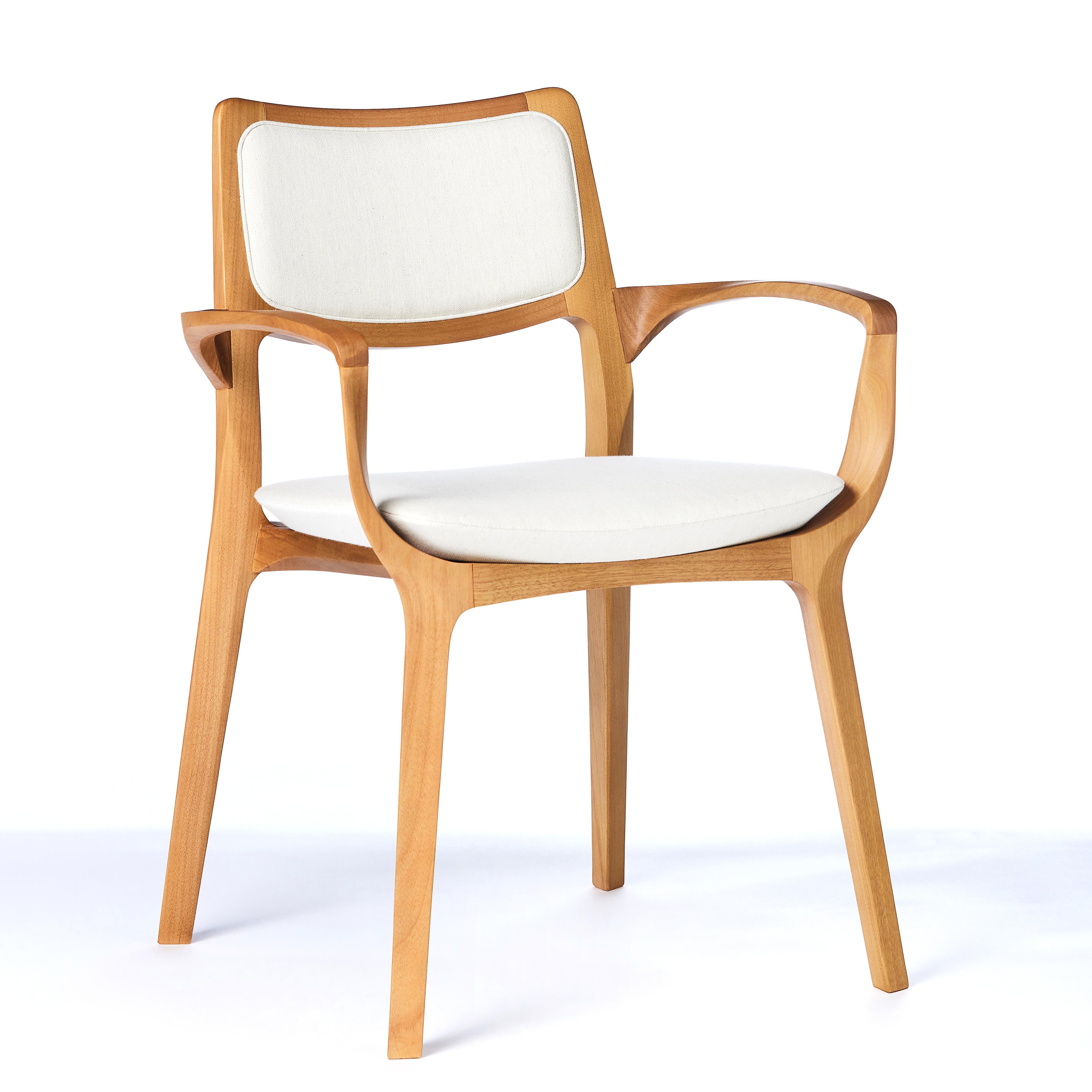 The Moderns Aurora Chair Sculptured in Walnut Finish No Arms, Upholstering Seat en vente 3