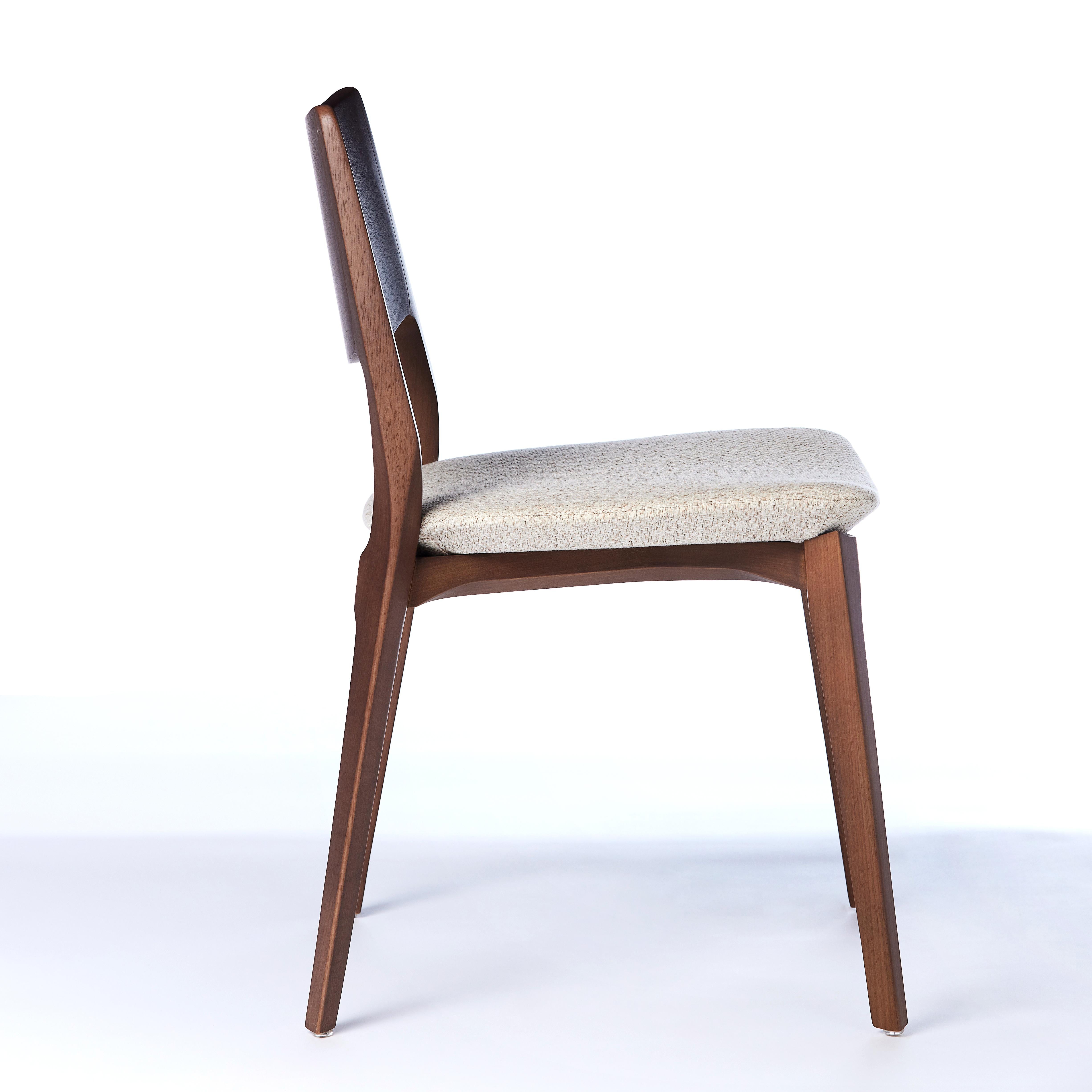 Postmoderne The Moderns Aurora Chair Sculptured in Walnut Finish No Arms, Upholstering Seat en vente