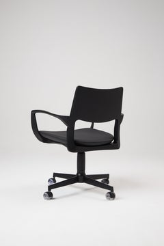 Aurora Office Chair by Simonini: Black Wood & Leather, swivel, adjustable height