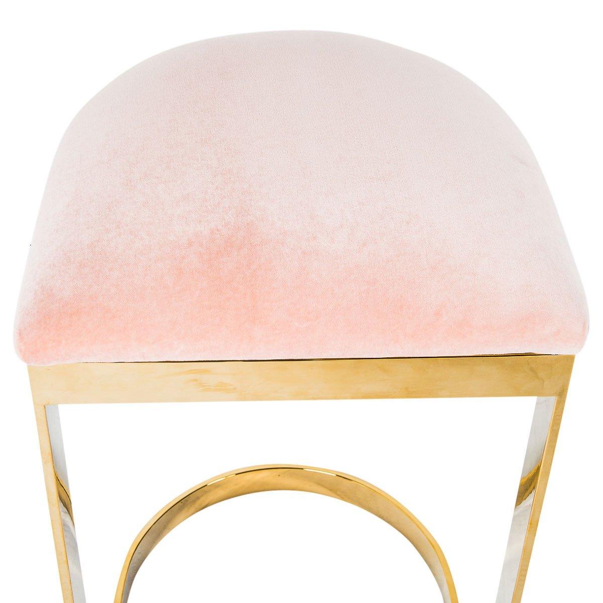 Modern Style Backless Counter Stool in Velvet with a Polished Solid Brass Frame For Sale 8