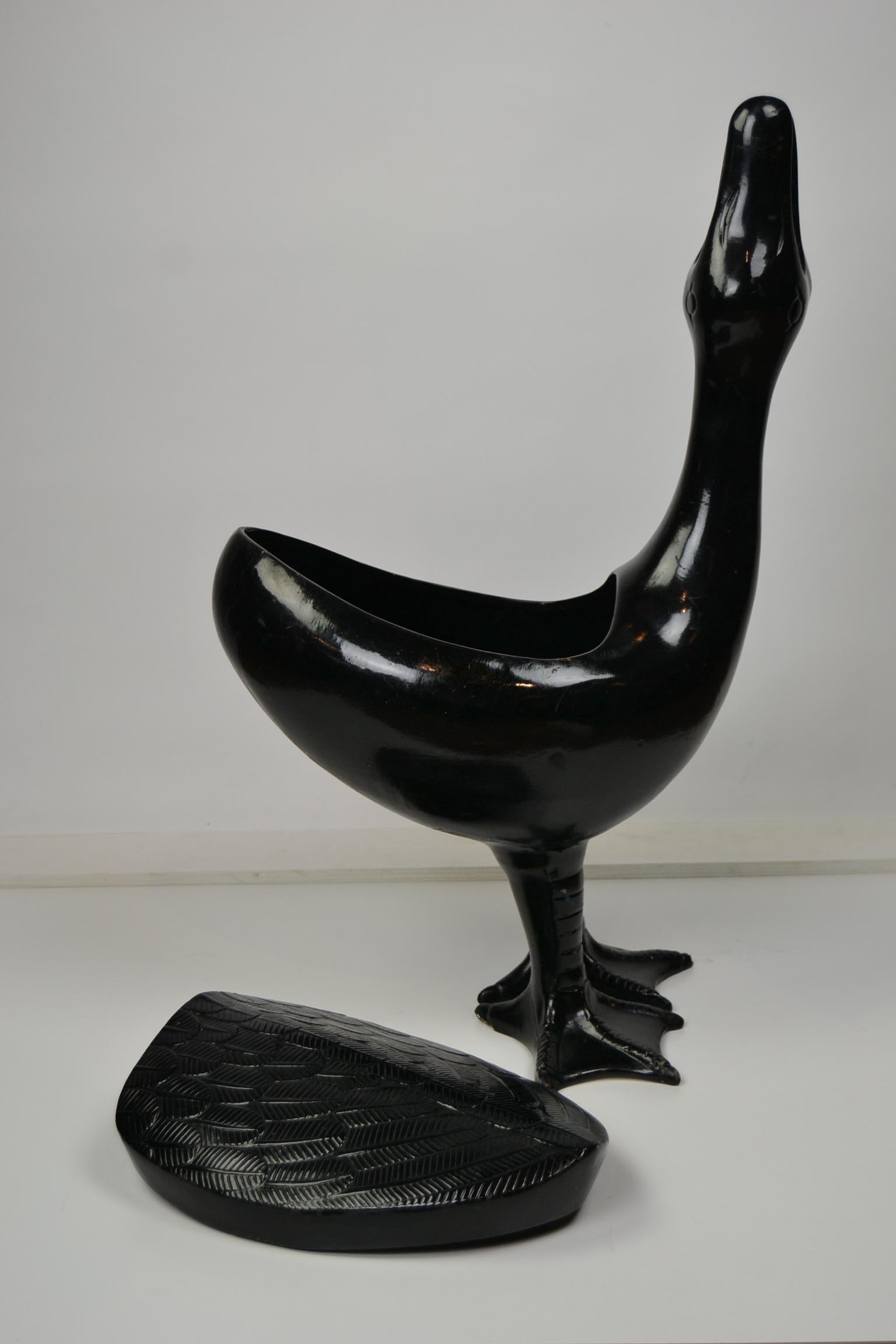 Modern Style Black Gooze Shaped Storage Box, Newspaper Holder, 1970s 3