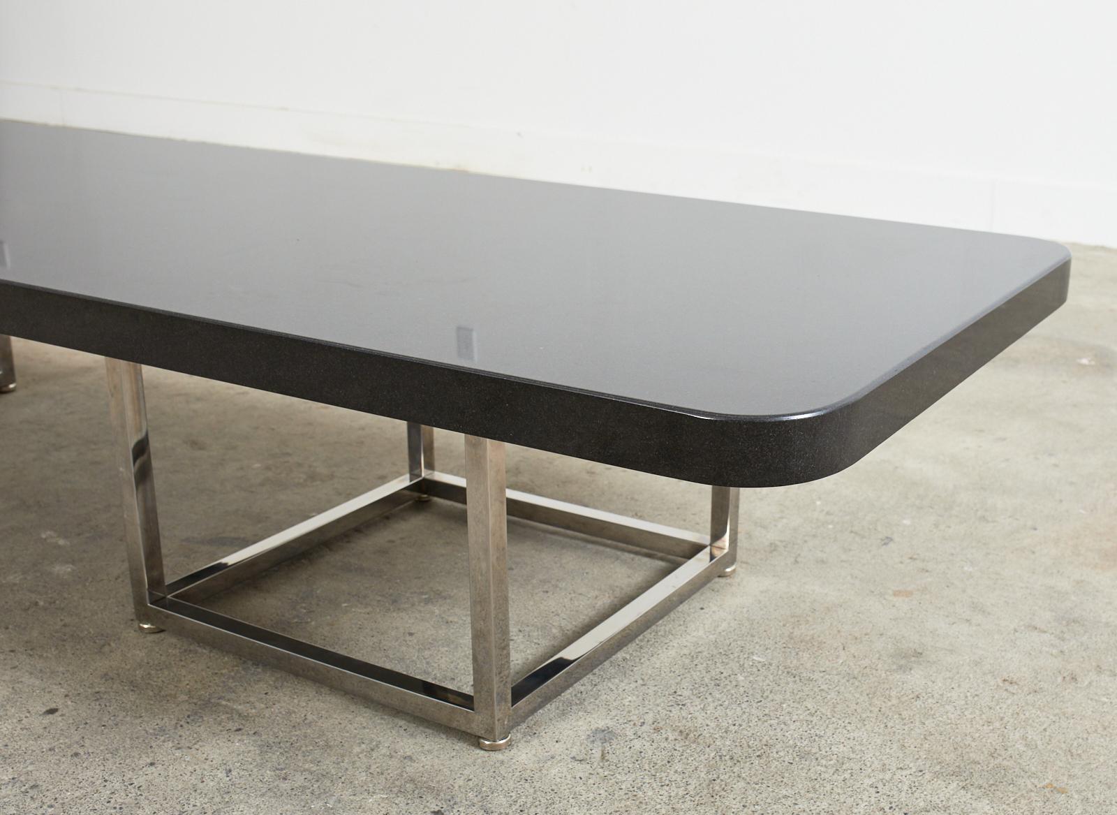 Modern Style Black Granite Coffee Cocktail Table For Sale 4