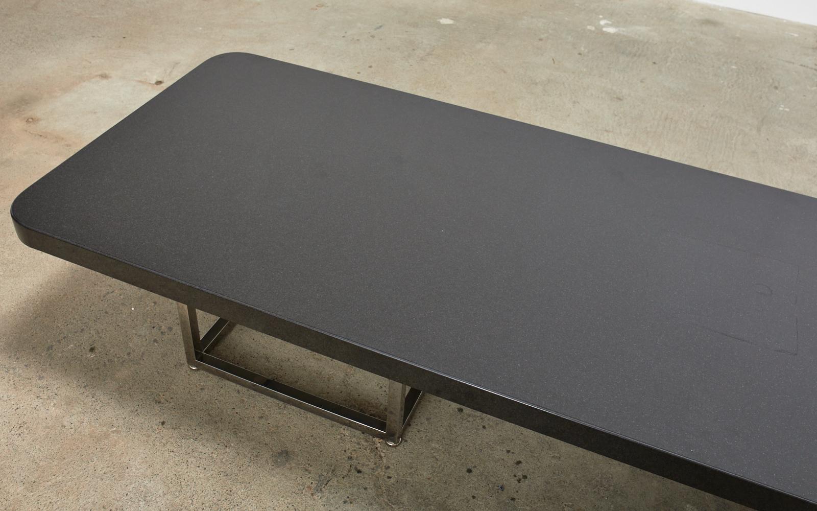 American Modern Style Black Granite Coffee Cocktail Table For Sale