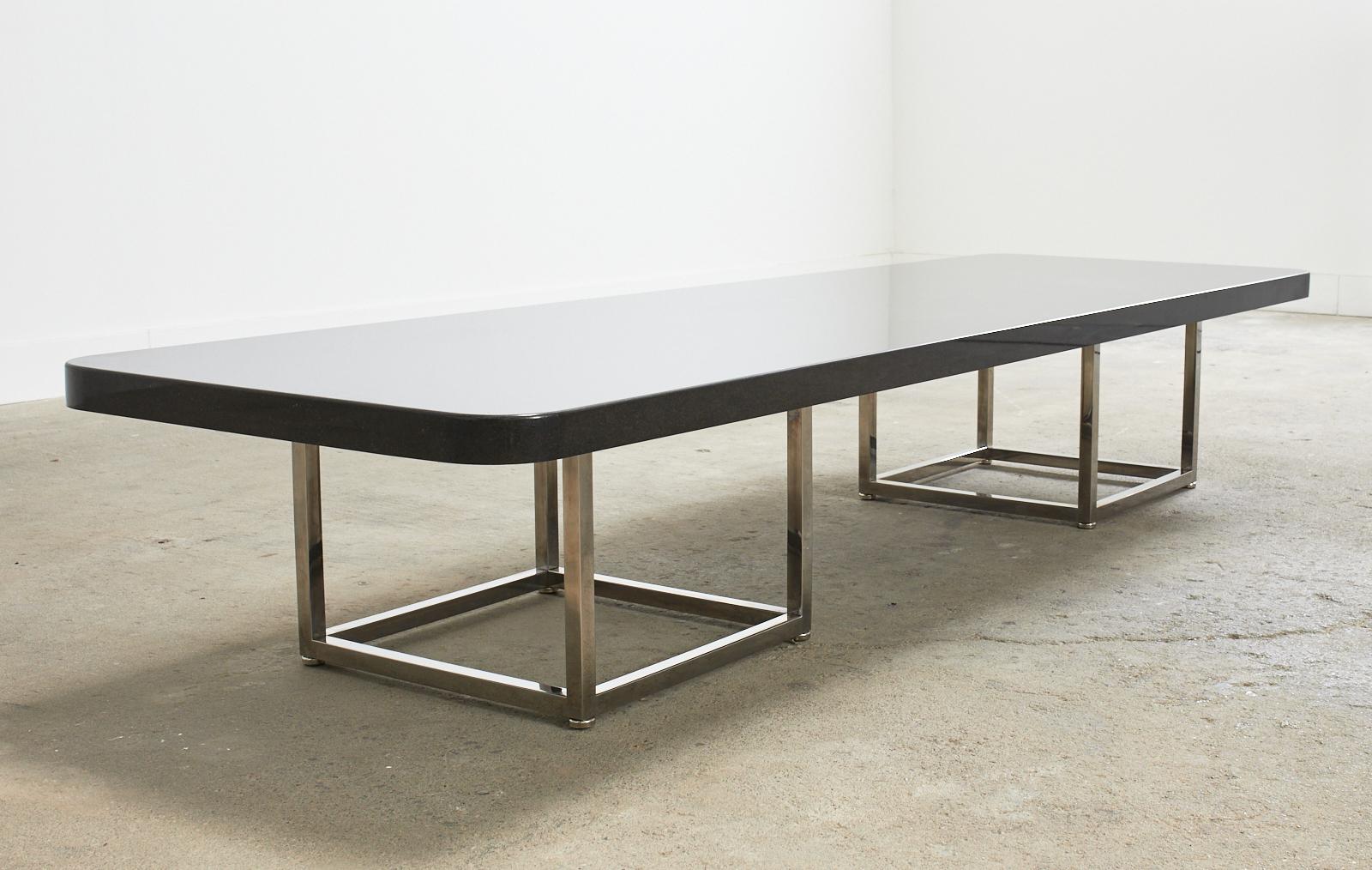 20th Century Modern Style Black Granite Coffee Cocktail Table For Sale