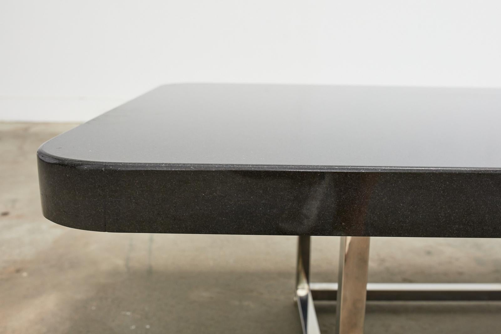 Modern Style Black Granite Coffee Cocktail Table For Sale 1