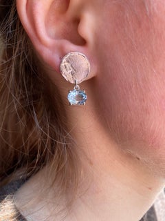 Modern Style Blue Moon Sterling Silver Topaz Handcrafted Dangle Design Earrings