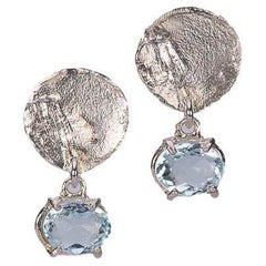 Modern Style Blue Moon Sterling Silver Topaz Handcrafted Dangle Design Earrings 