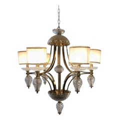 Modern Style Brass Handcut Crystal Six-Light Chandelier