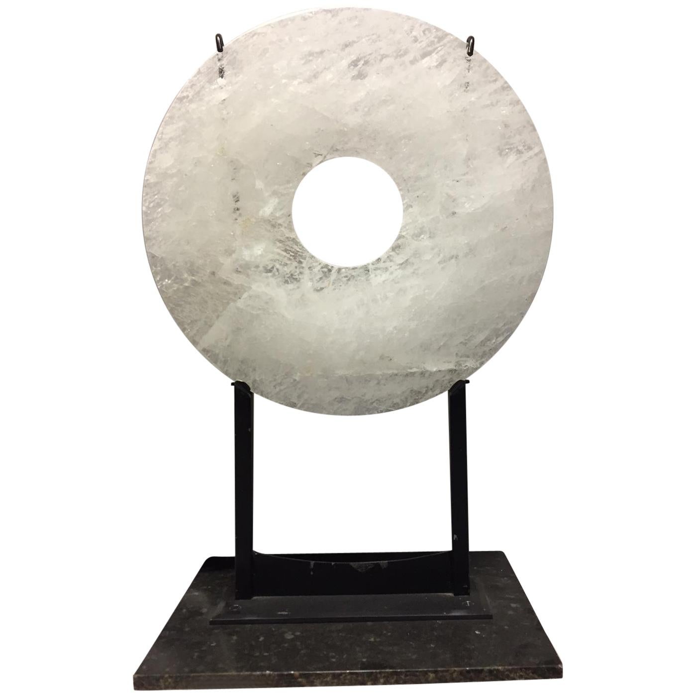 Modern Style Carved Rock Crystal and Marble Sculpture For Sale