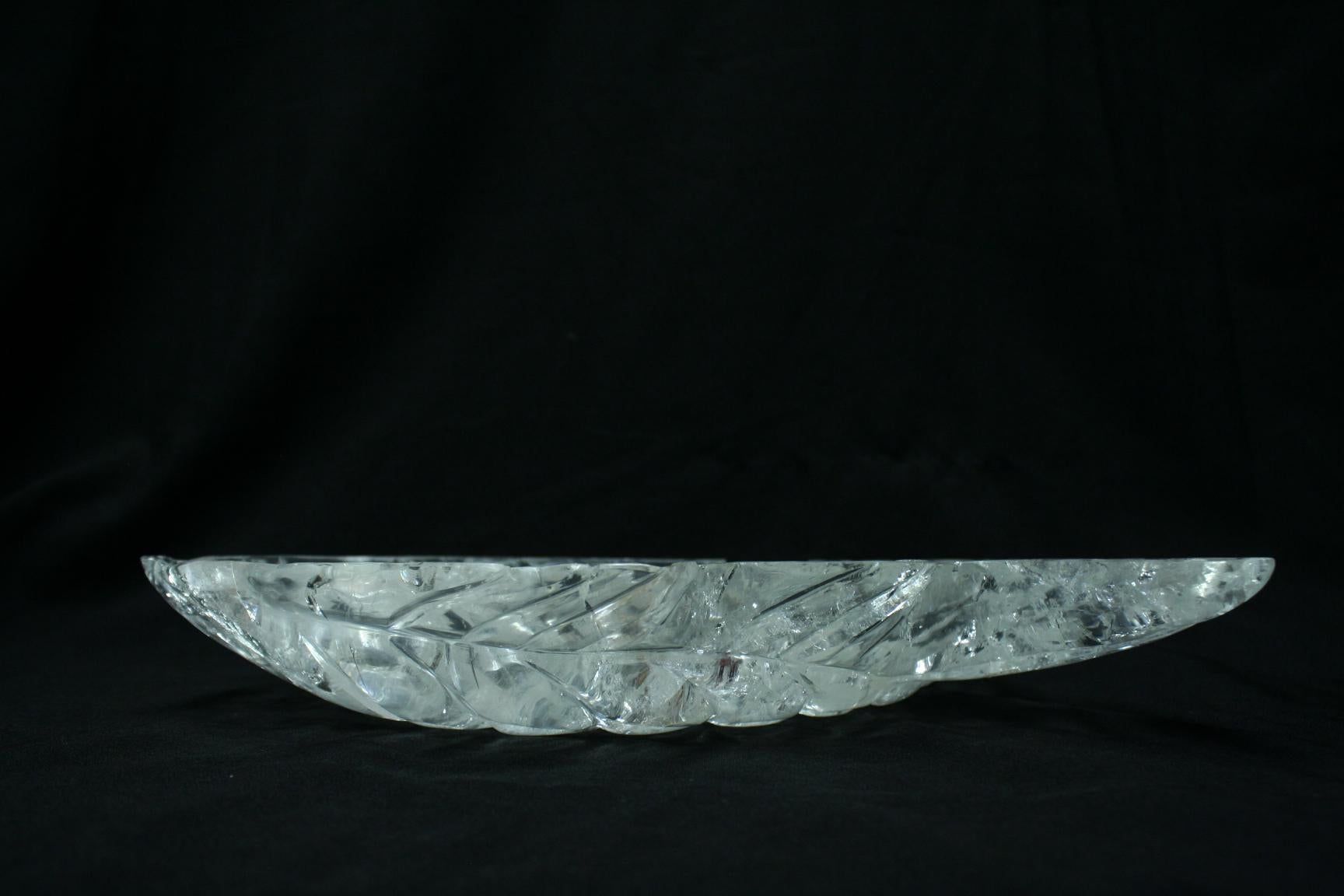 Modern Style Carved Rock Crystal Fish-Form Dish Platter For Sale 5