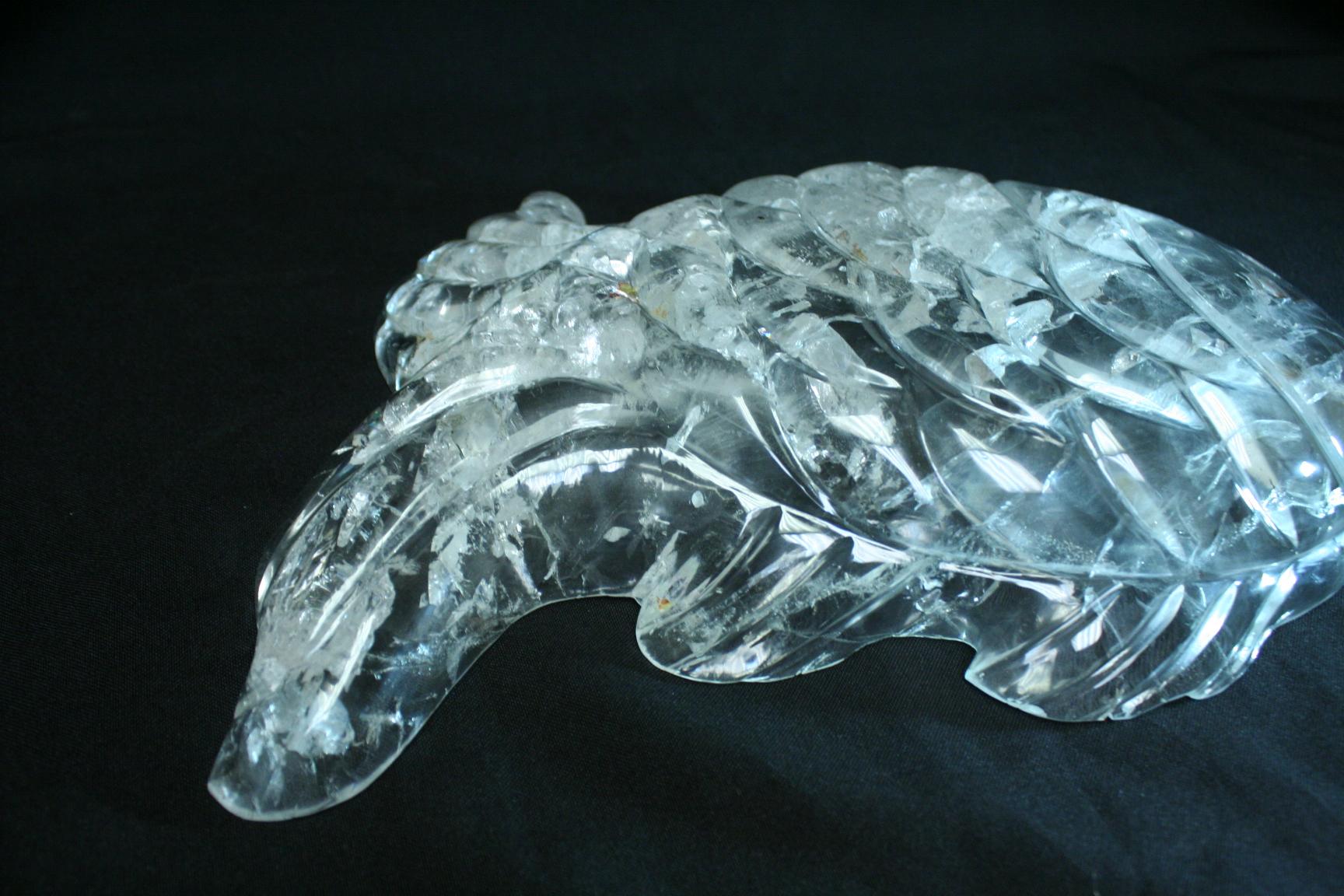 20th Century Modern Style Carved Rock Crystal Fish-Form Dish Platter For Sale