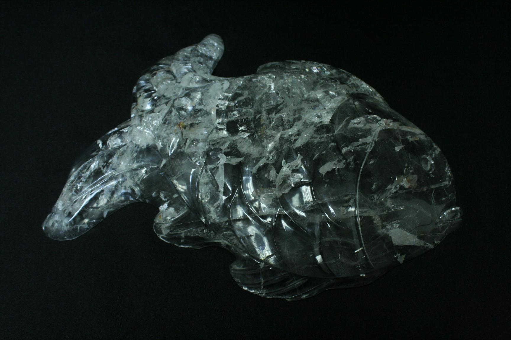 Modern Style Carved Rock Crystal Fish-Form Dish Platter For Sale 1