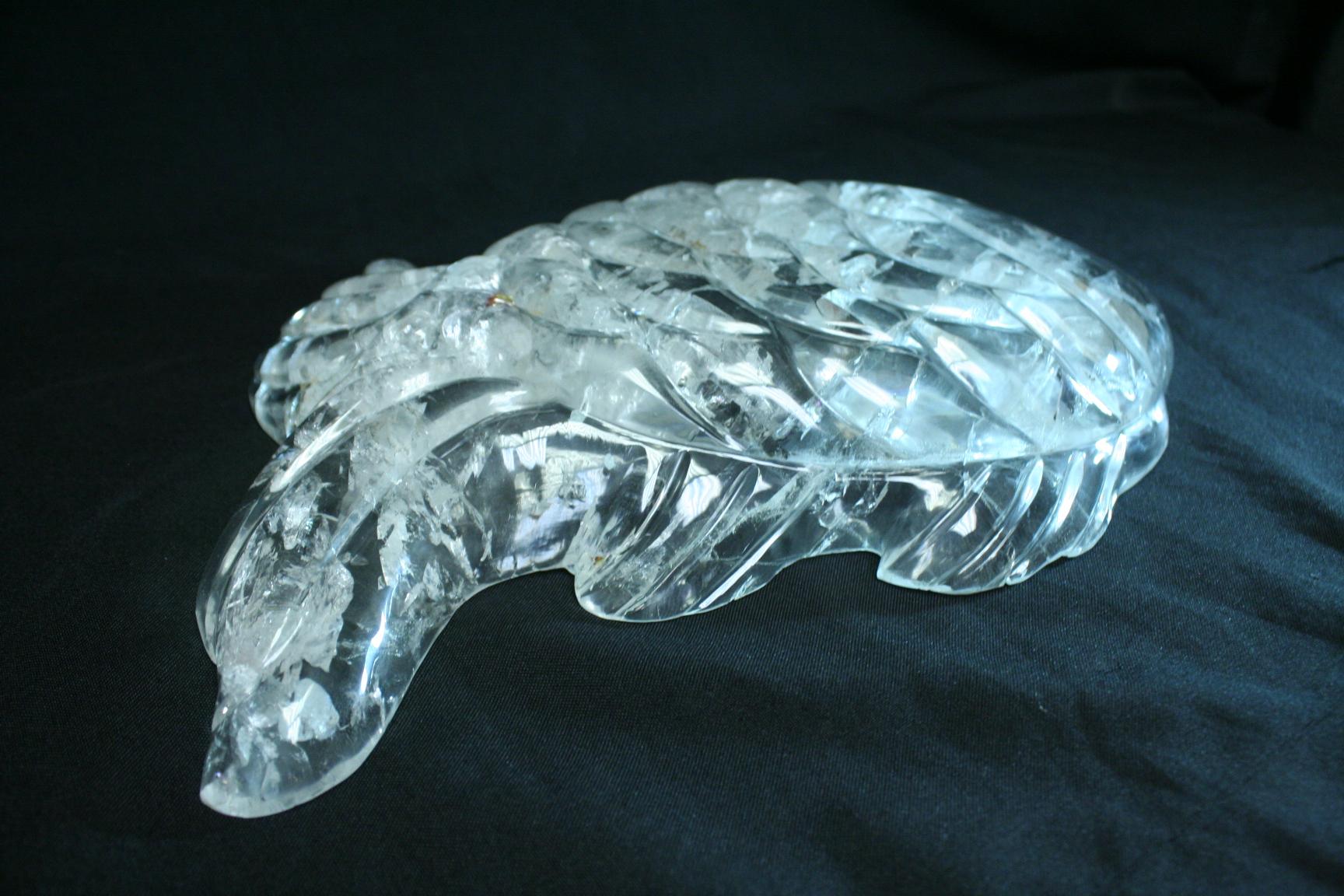 Modern Style Carved Rock Crystal Fish-Form Dish Platter For Sale 2