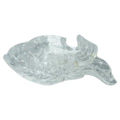 Vintage Modern Style Carved Rock Crystal Fish-Form Dish Platter