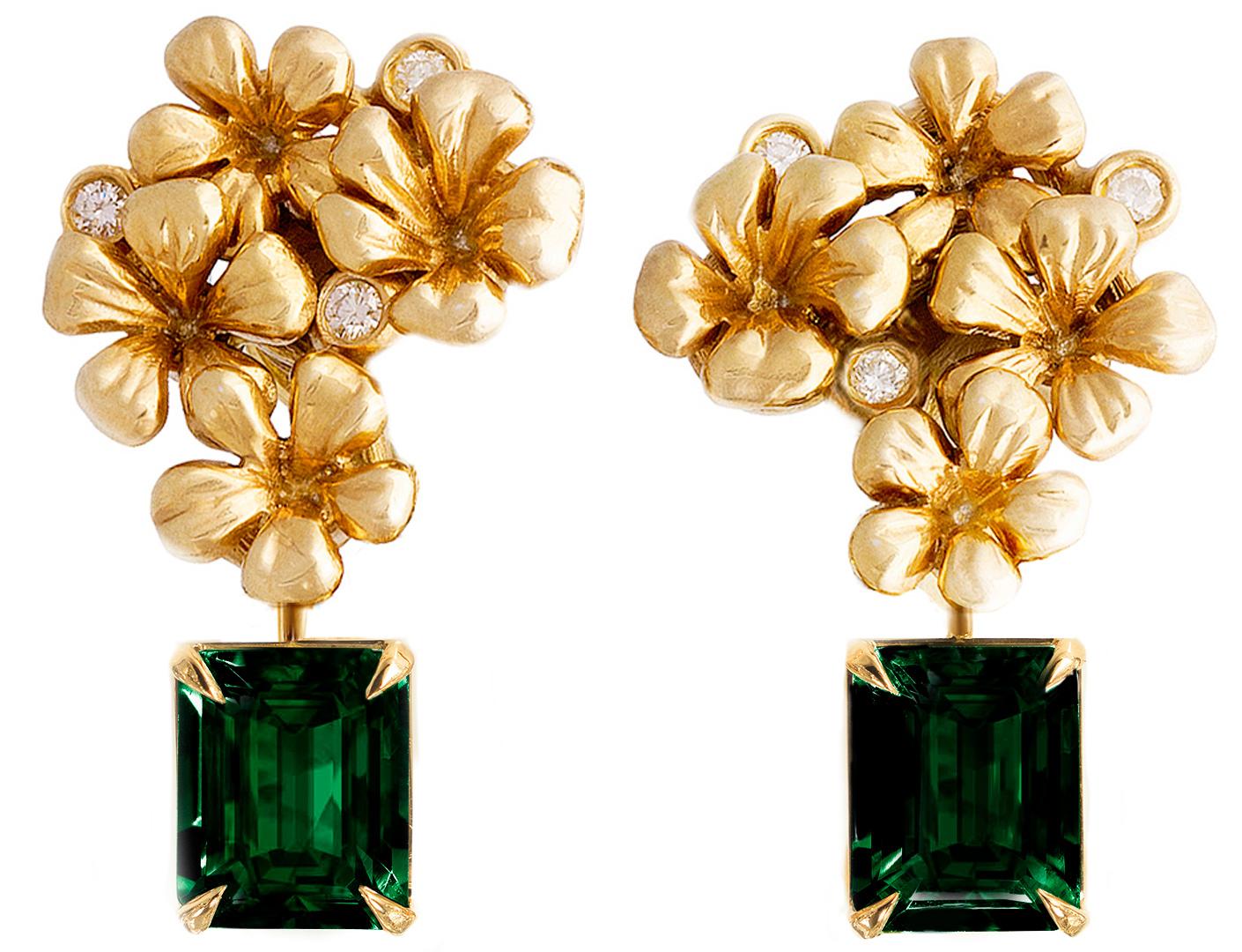 Modern Style Clip-on Earrings in Eightee Karat Yellow Gold with Natural Diamonds For Sale 12