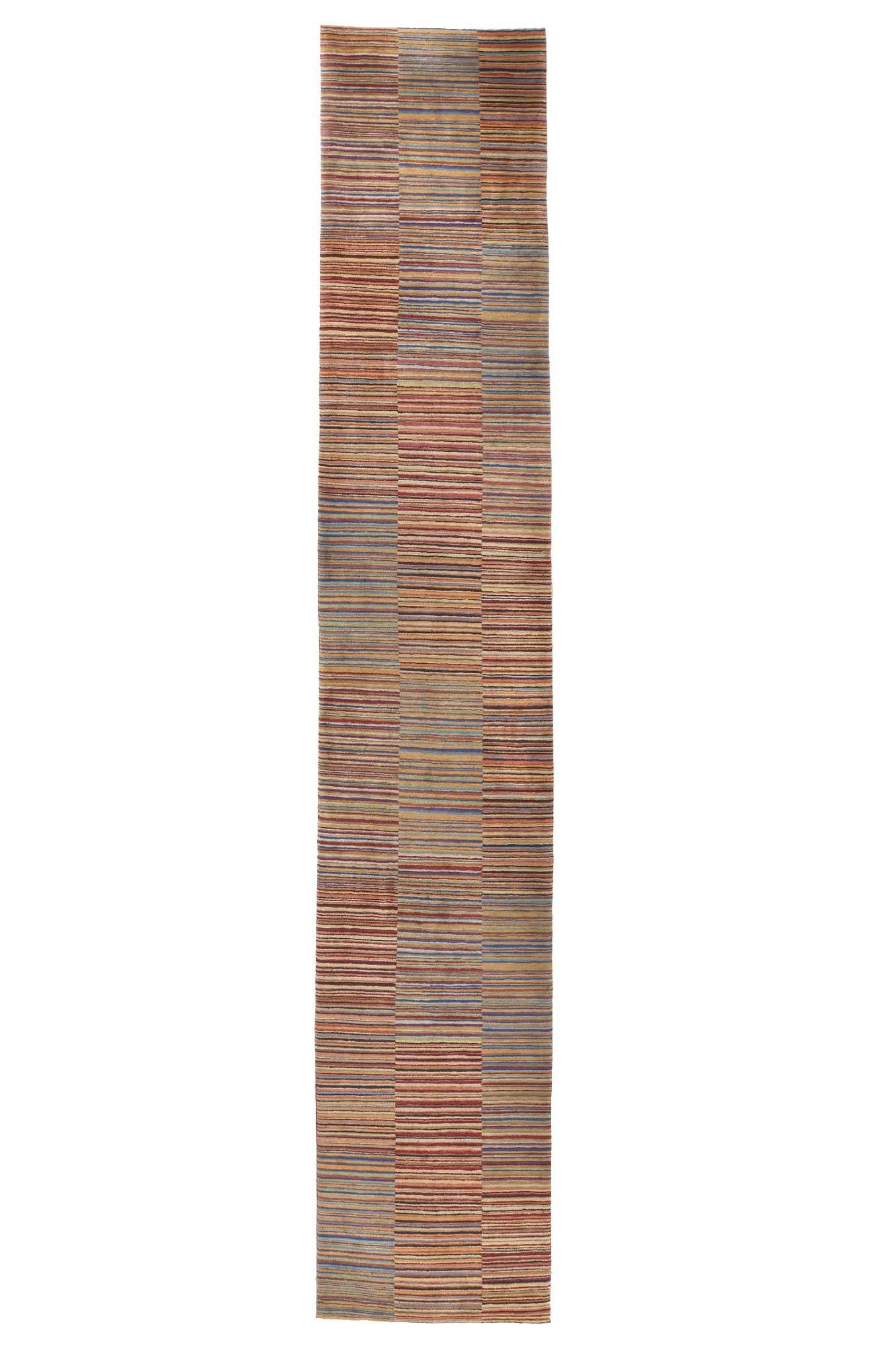 Modern Style Colorful Striped Tibetan Runner, Soft Himalayan Wool Pile For Sale 4