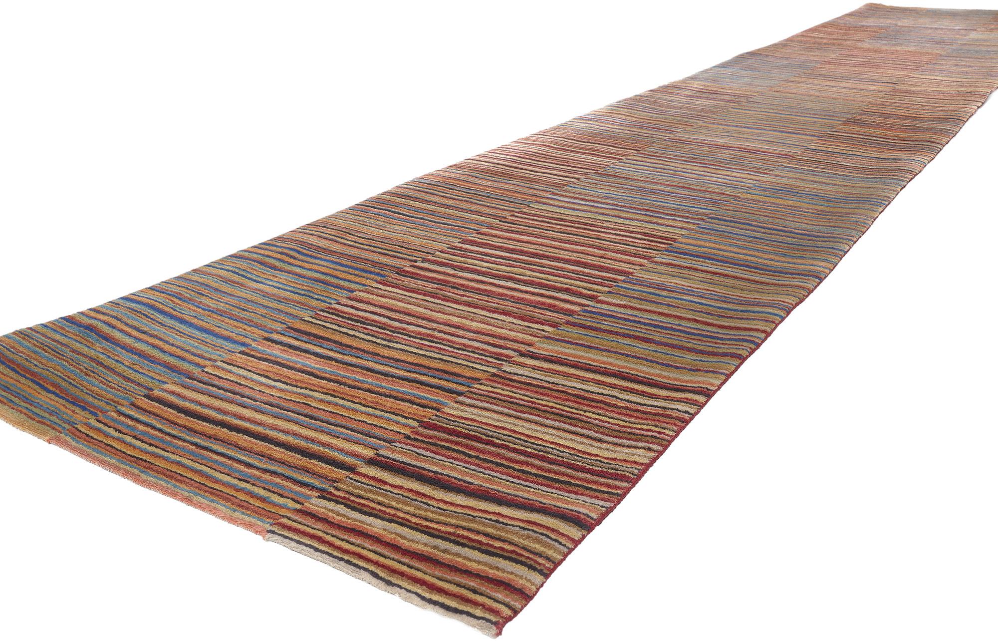 78534 Colorful Striped Tibetan Runner, 03'00 x 16'07.
Emanating classic style with incredible detail and texture, this colorful Tibetan runner is a captivating vision of woven beauty. The show-stopping striped pattern and full spectrum of happy hues