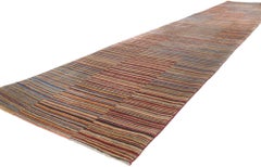 Modern Style Colorful Striped Tibetan Runner, Soft Himalayan Wool Pile