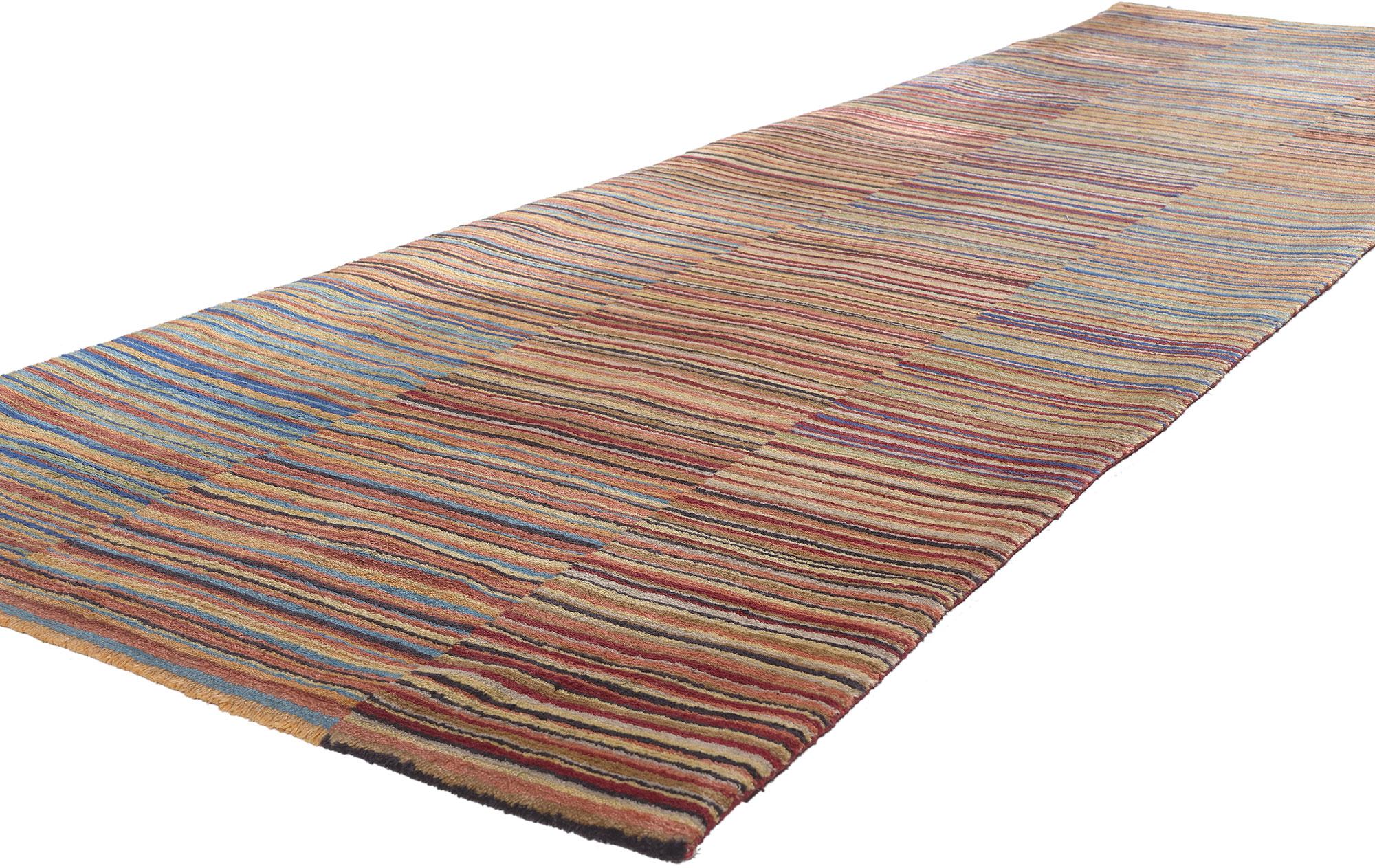 78531 Colorful Striped Tibetan Runner, 03'00 x 09'08. 
Emanating classic style with incredible detail and texture, this colorful Tibetan runner is a captivating vision of woven beauty. The show-stopping striped pattern and full spectrum of happy