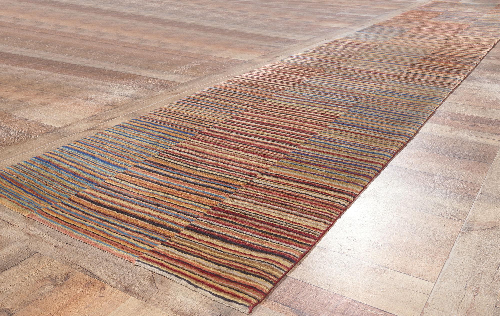 Modern Style Colorful Striped Tibetan Runner, Soft Himalayan Wool Pile For Sale 1