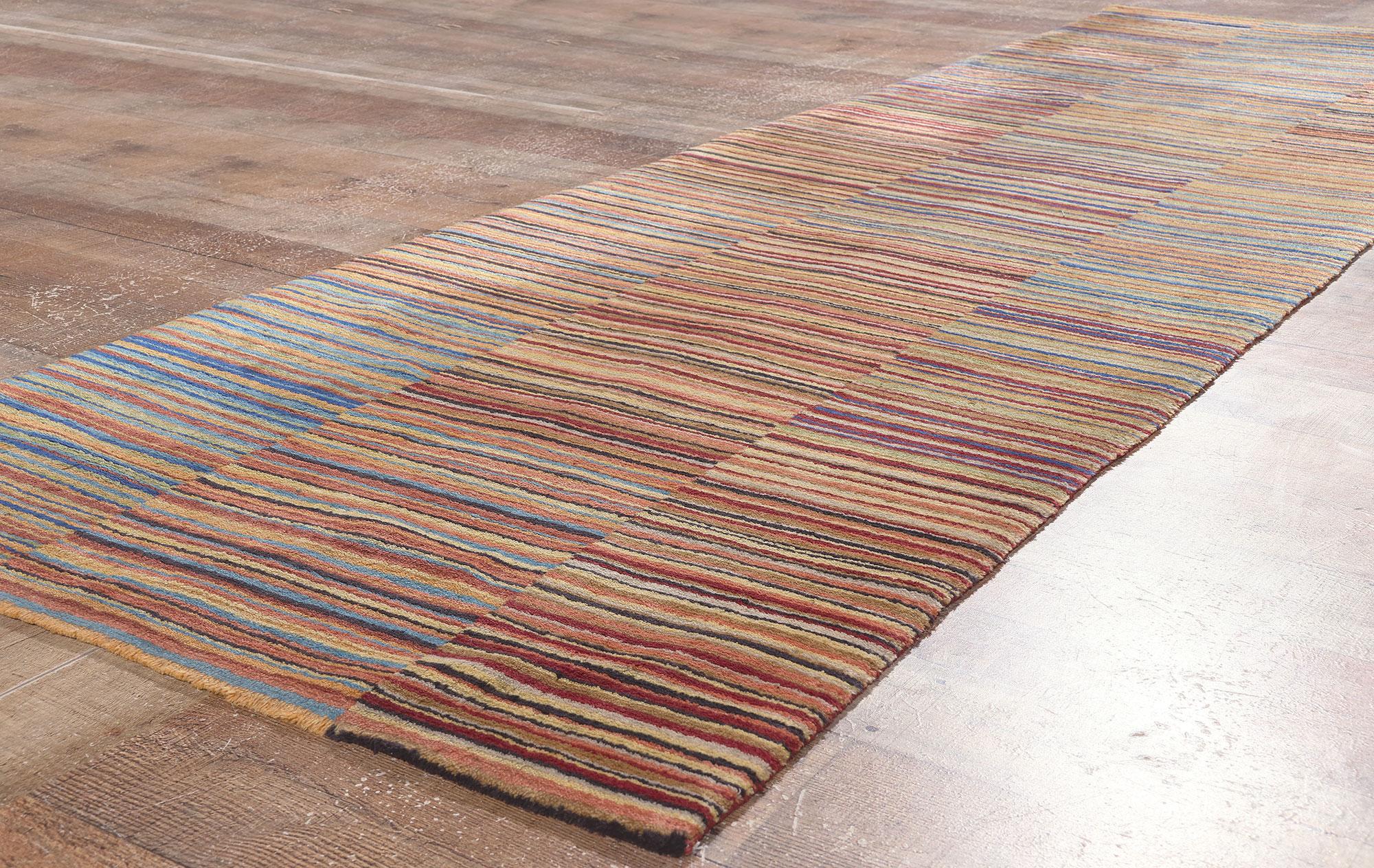 Modern Style Colorful Striped Tibetan Runner, Soft Himalayan Wool Pile For Sale 1