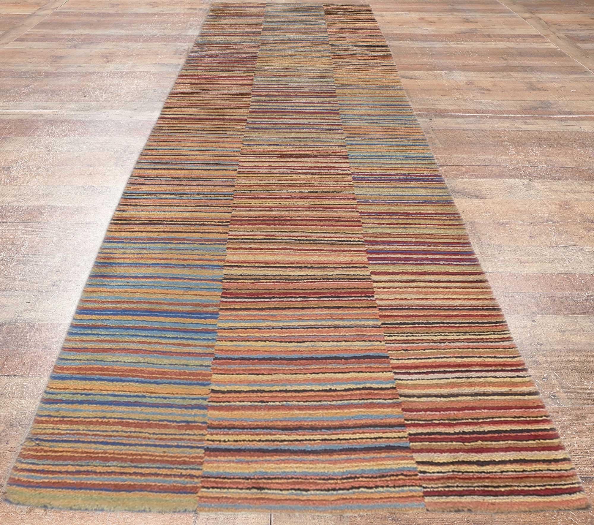 Modern Style Colorful Striped Tibetan Runner, Soft Himalayan Wool Pile For Sale 2