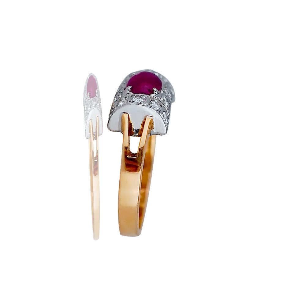 Oval Cut Modern Style Convex, Oval Ruby Cabochon Ring For Sale
