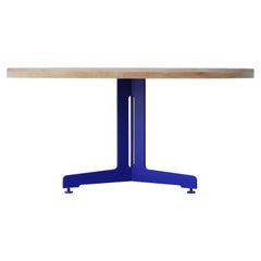 Modern Style Custom Natural Round Oak Top Dining Table with Yves Kline