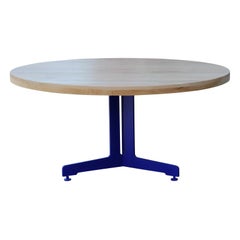 Modern Style Custom Natural Round Oak Top Dining Table with Yves Kline