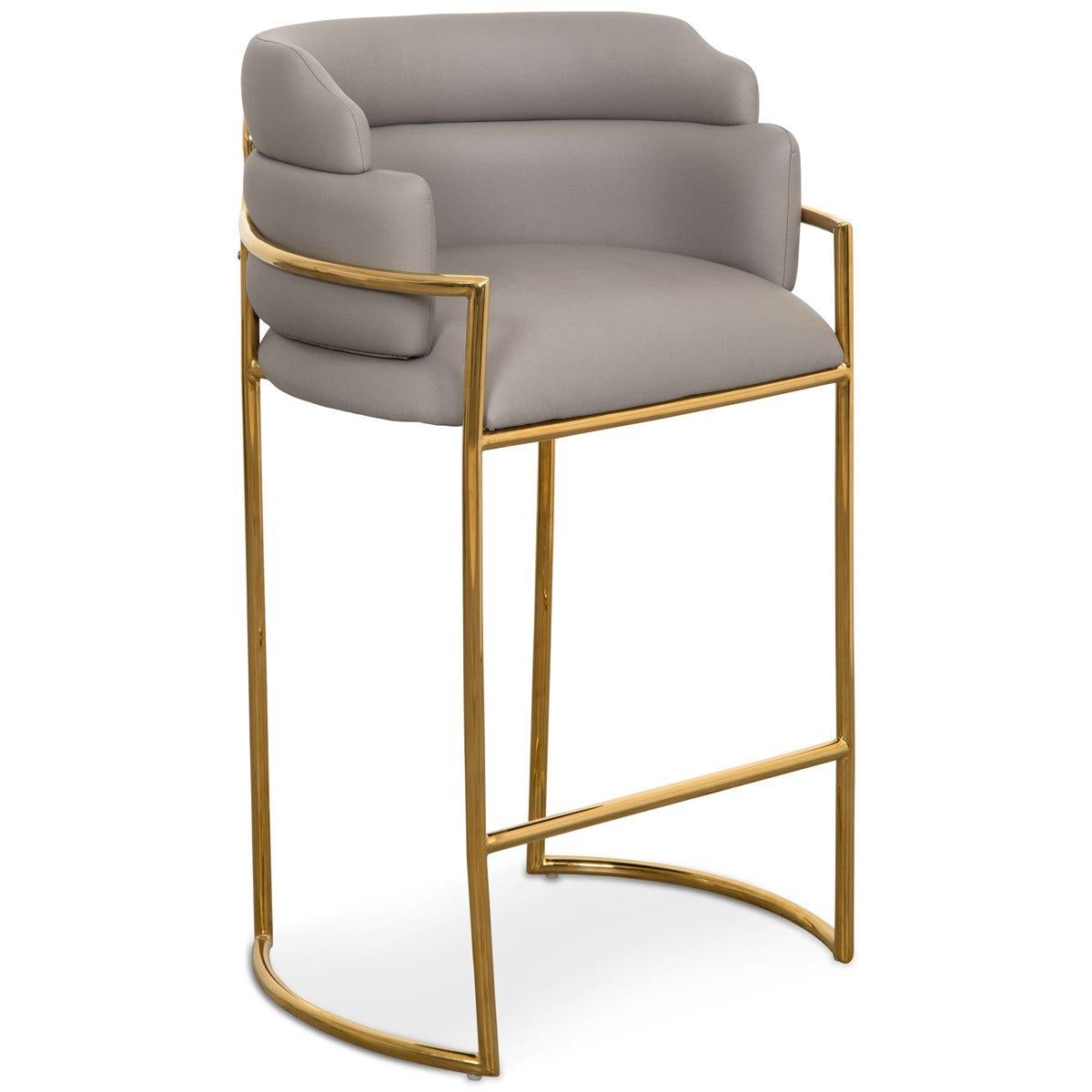 Avec un design vraiment unique:: notre tabouret de bar Buenos Aires est sûr de se démarquer. Doté d'un cadre incurvé en laiton brillant et d'un dossier incurvé assorti:: le Buenos Aires a un aspect très frappant. Différent sous tous les angles:: ce