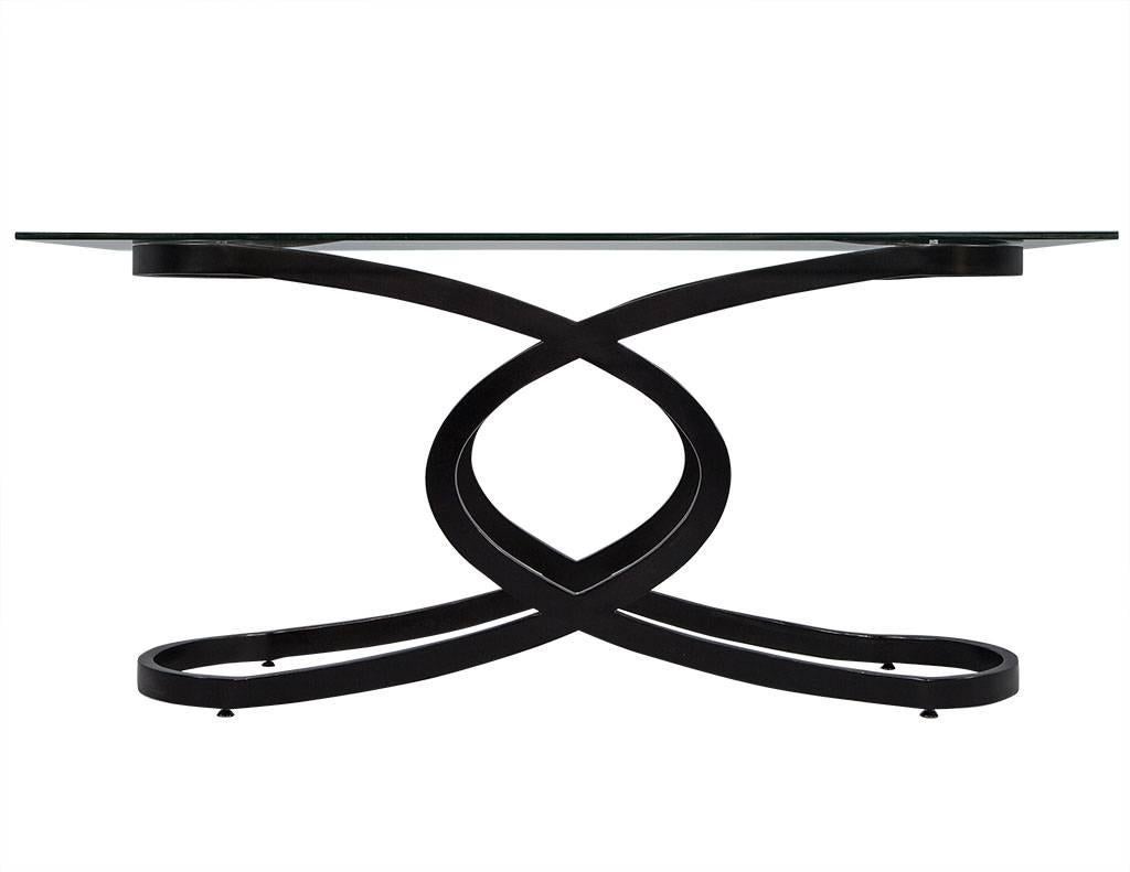American Modern Style Glass Top Console Table For Sale