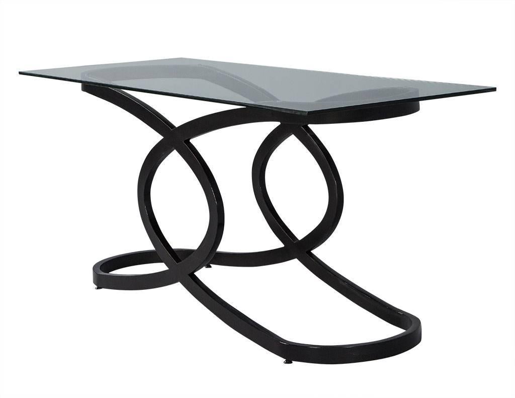 American Modern Style Glass Top Console Table For Sale