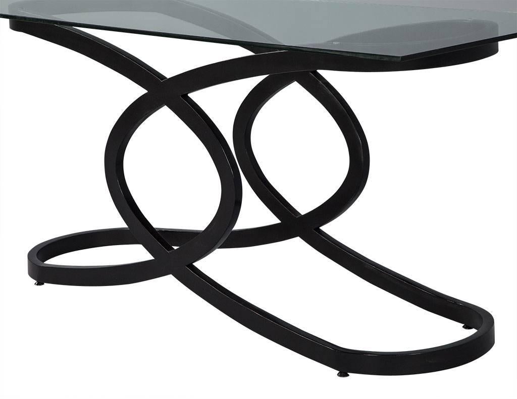 Late 20th Century Modern Style Glass Top Console Table For Sale
