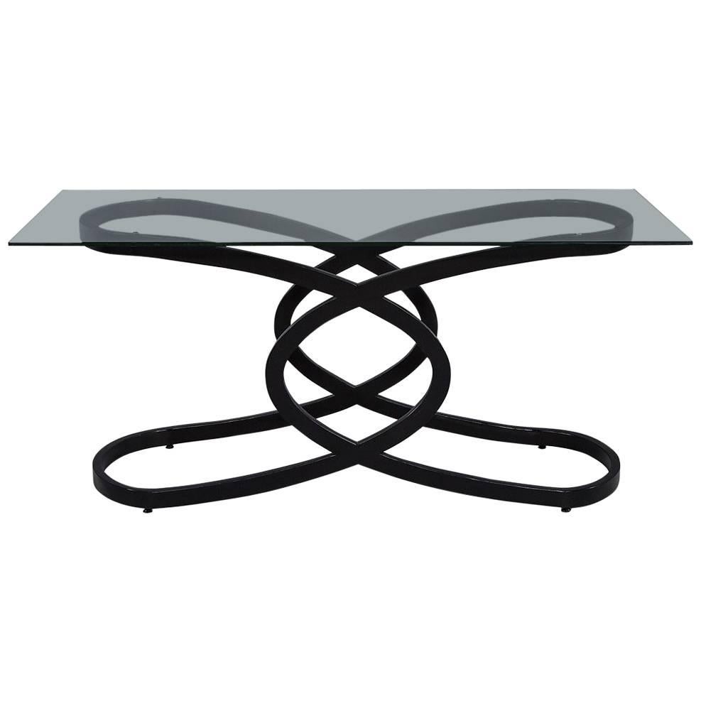 Table console de style moderne à plateau en verre