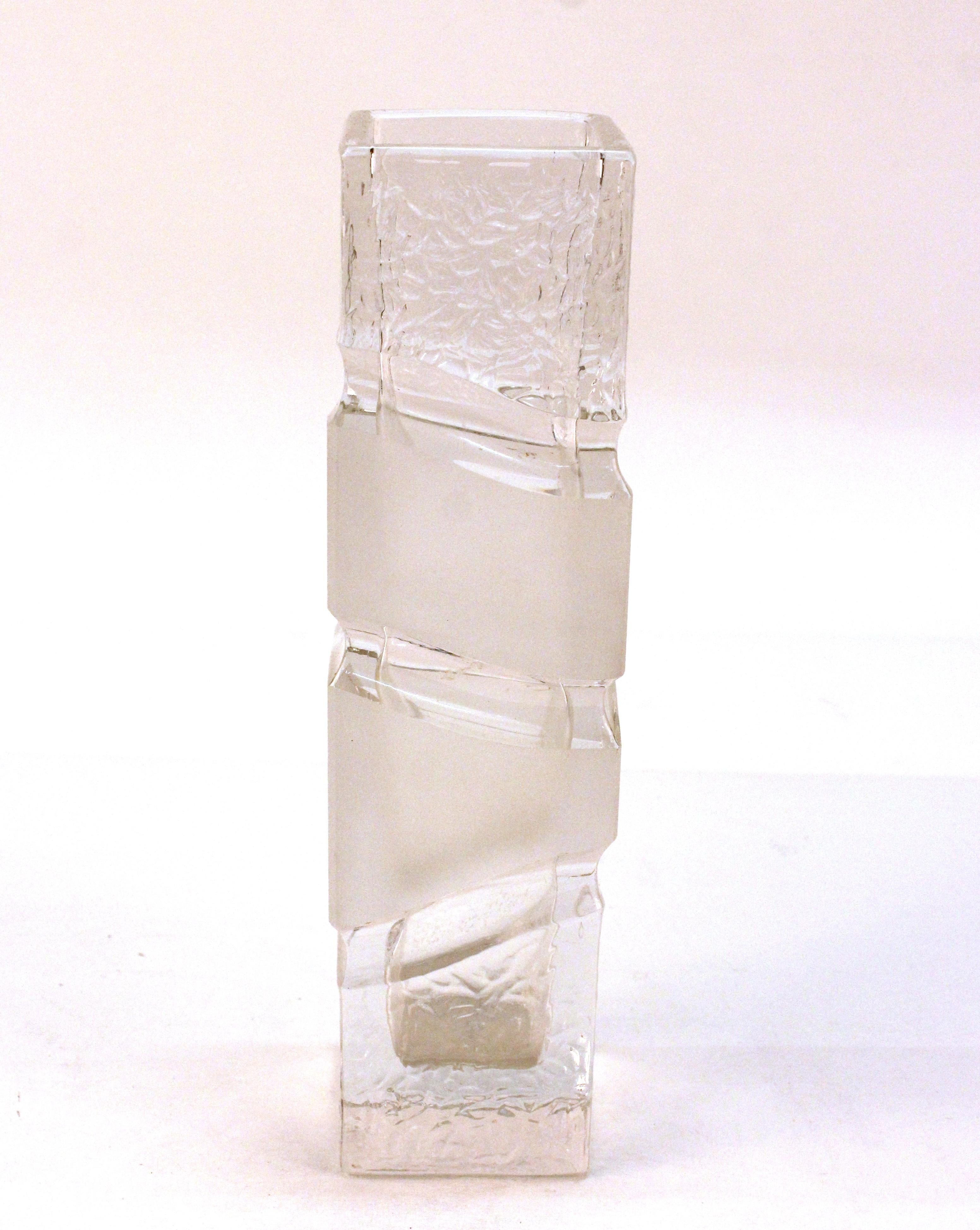 Modern Style Glass Vase with Square Base In Good Condition In New York, NY