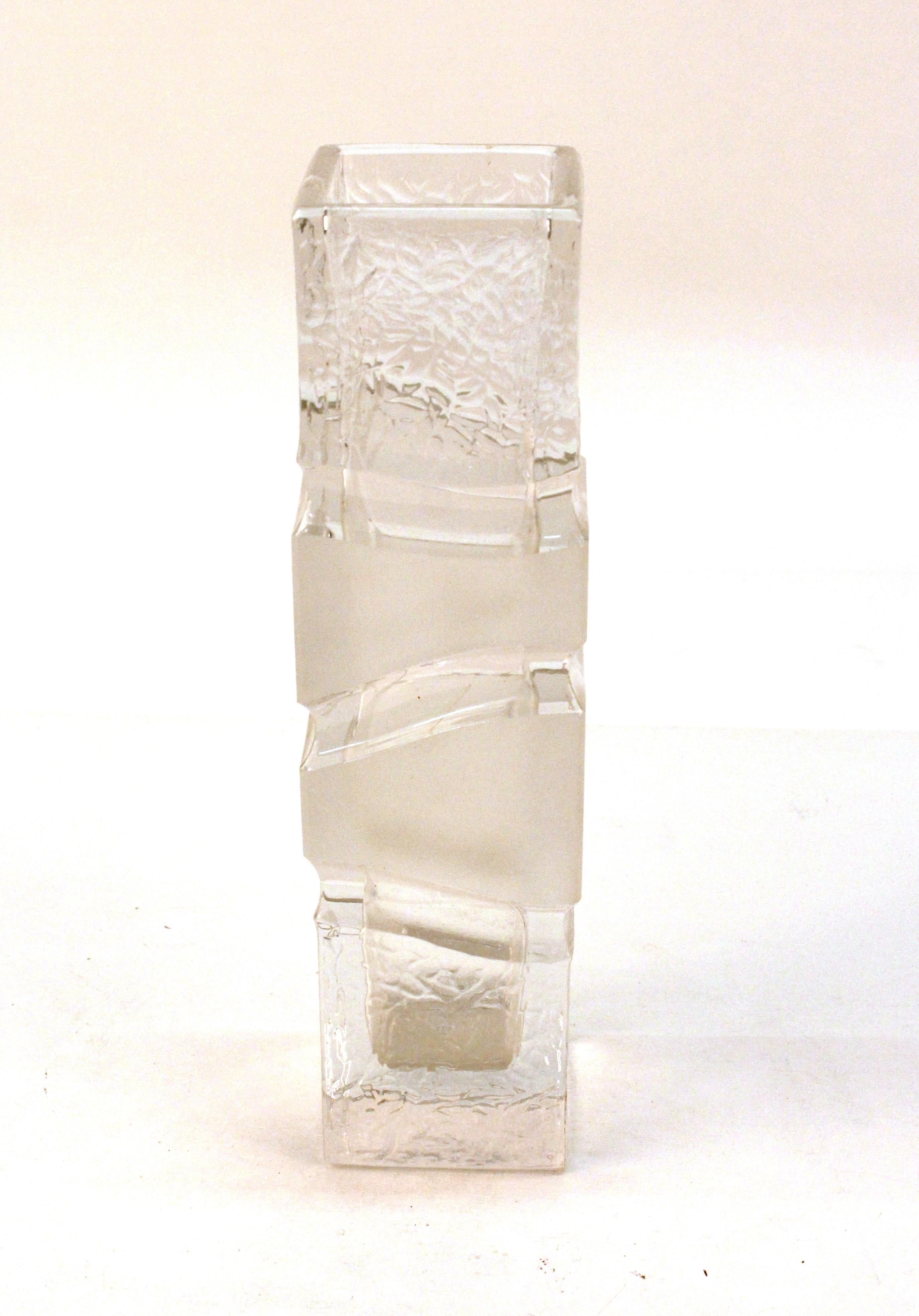 20th Century Modern Style Glass Vase with Square Base