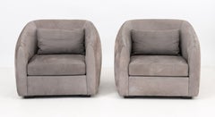 Modern Style Gray Suede Tub Chairs, Paar