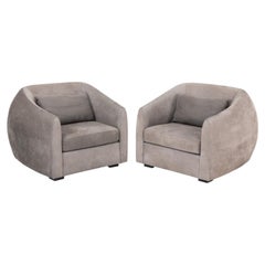 Modern Style Gray Suede Tub Chairs, Paar