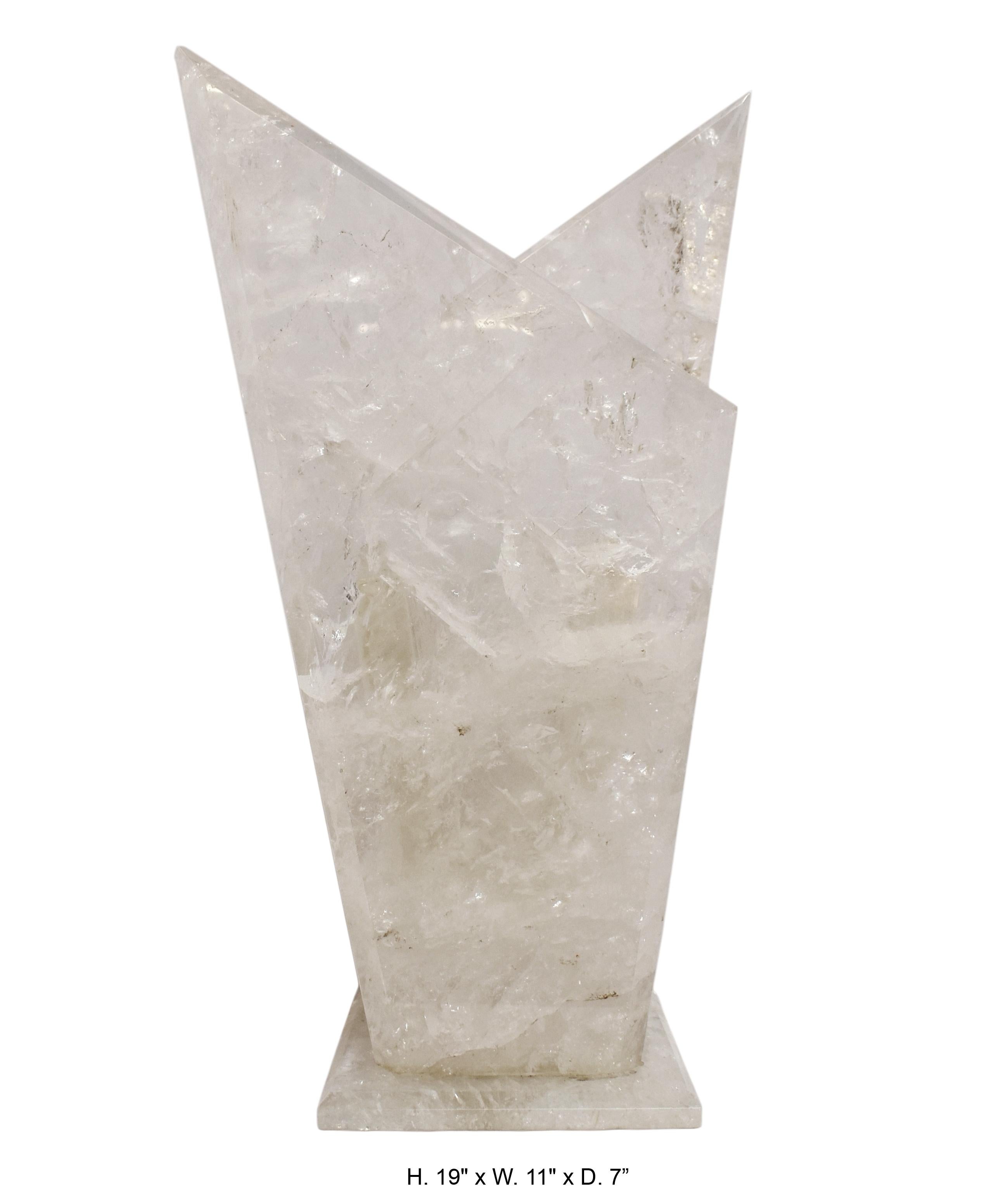 Impressive hand-carved and hand-polished rock crystal vase.

Measures: H. 19