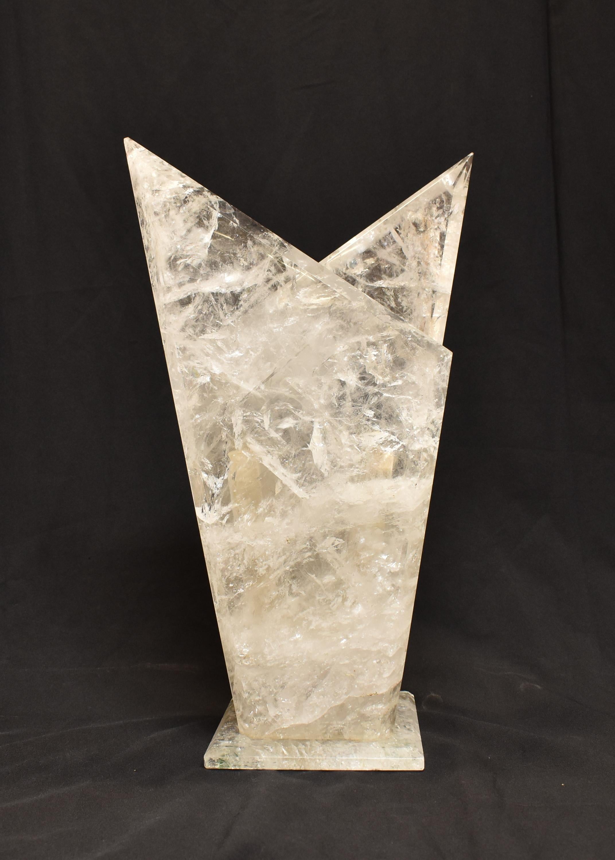 European Modern-Style Hand-Carved Crystal Vase For Sale
