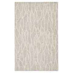 Tapis en laine tufté à la main, style moderne, motif abstrait neutre représentant des vagues