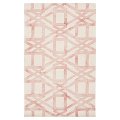 Modern Style Hand-Tufted Wool Rug in Blush Pink & Ivory 5x8