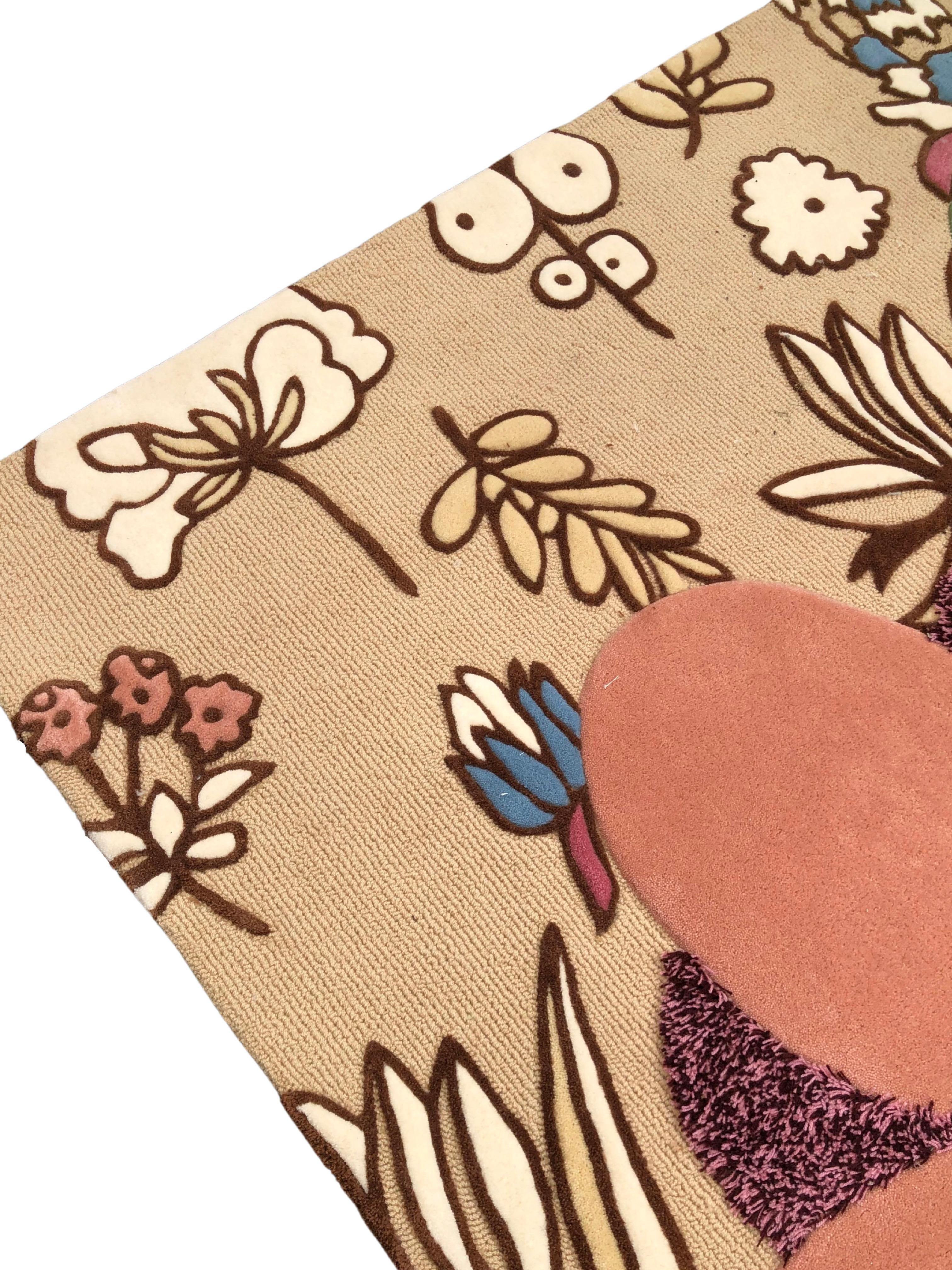 Indonesian Modern Style Irregular Shape Carpet Flowers Pattern by RAG For Sale
