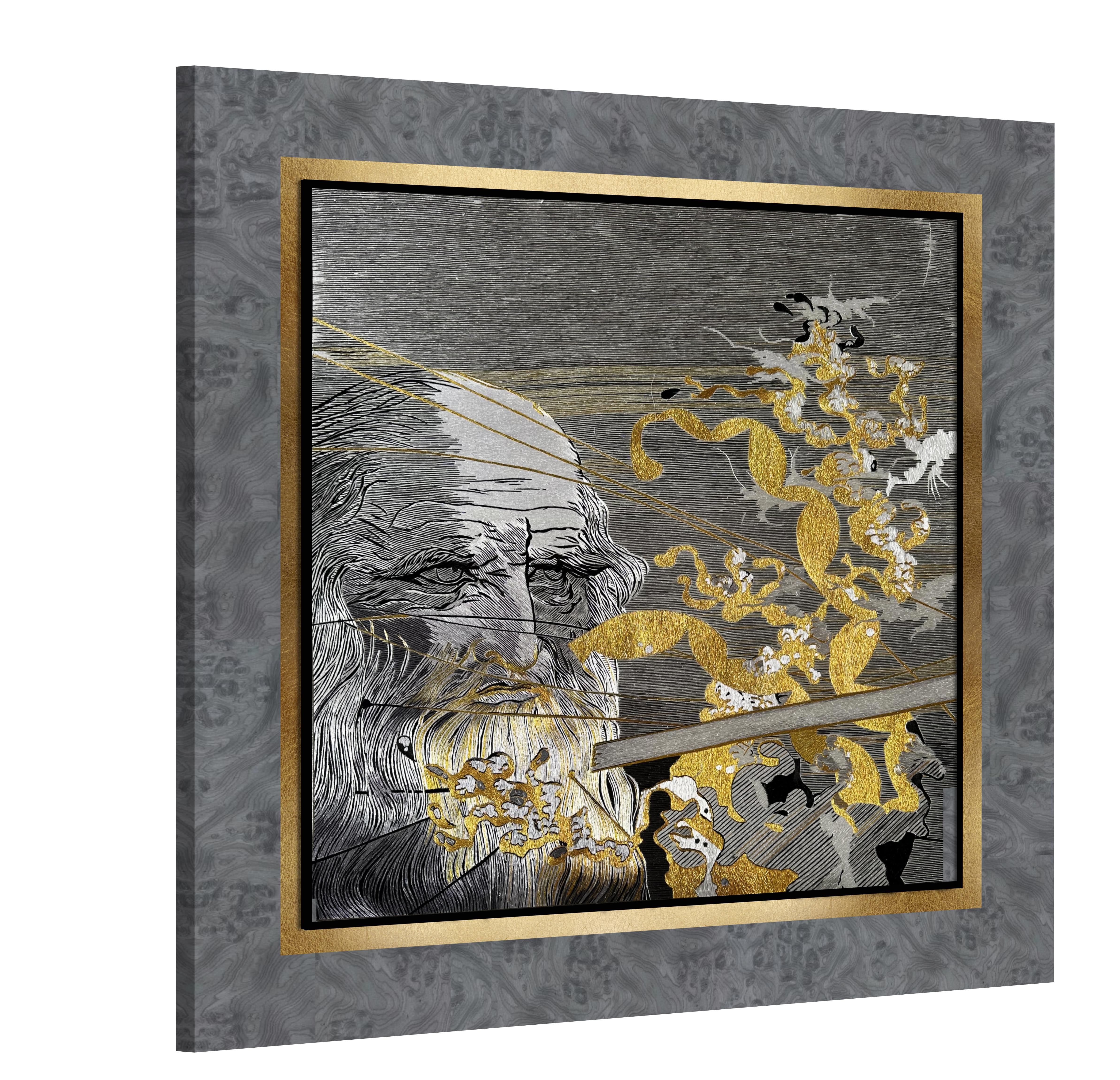Art Decor, decorazione murale, ricamo in seta fine, arazzo con fili metallizzati  
L'ombra di Leonardo
La misteriosa figura di Leonardo da Vinci nelle opere dell'artista Michael Verkholansev e dello studio d'arte Collection'S di